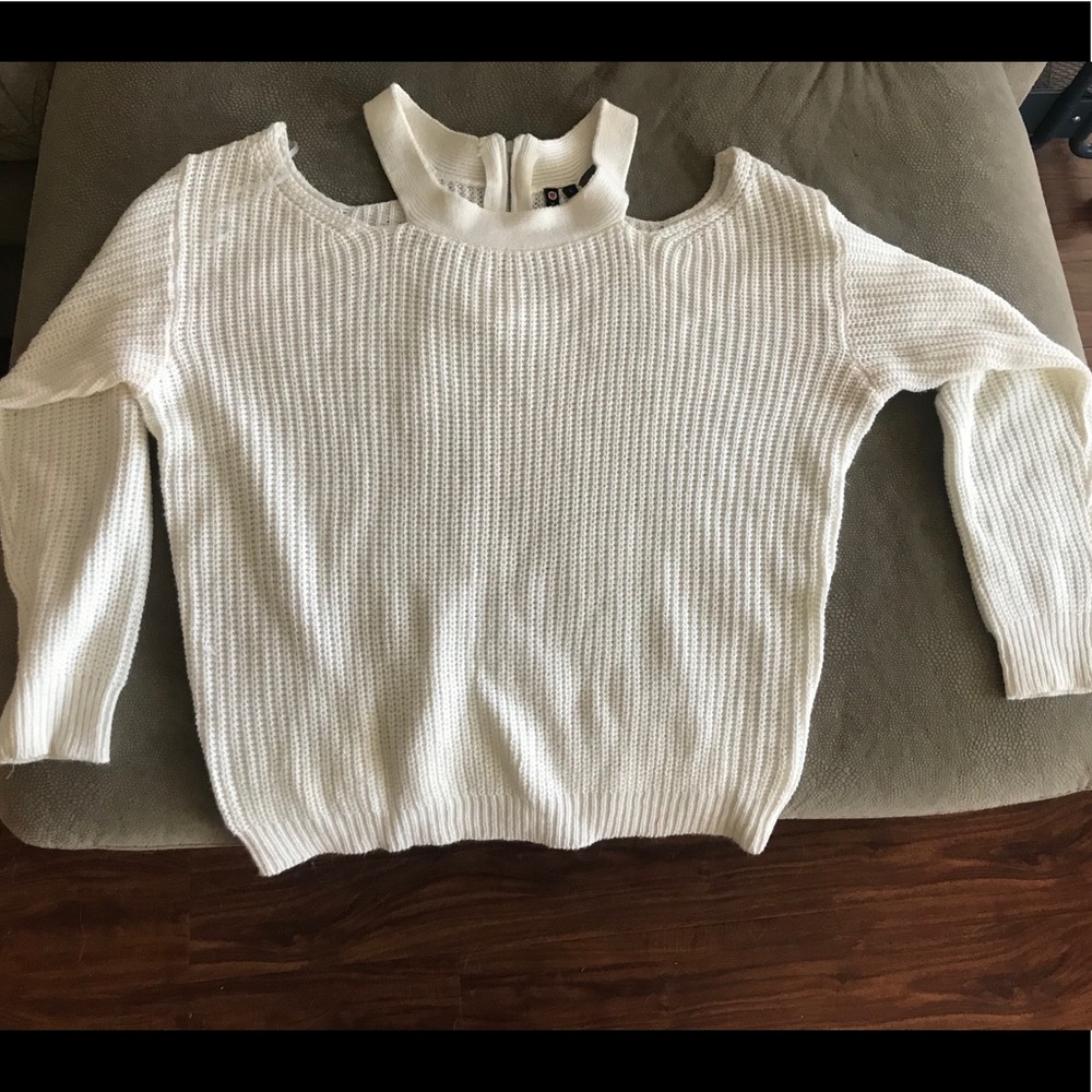 White cutout sweater